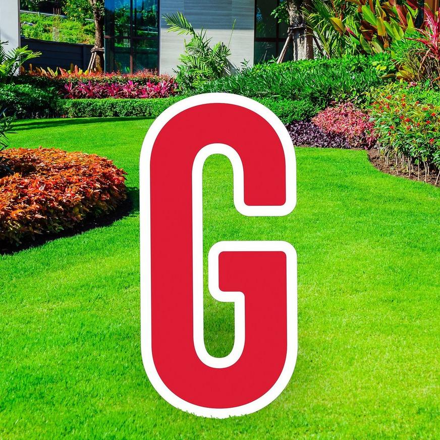 Red Letter (G) Corrugated Plastic Yard Sign, 30in
